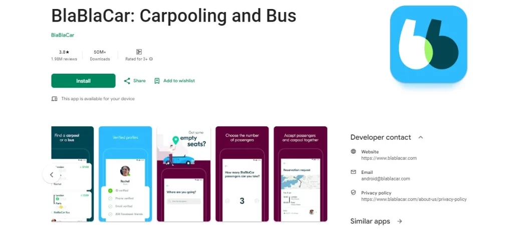 an app to carpooling for budget traveler.