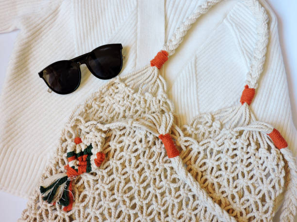 trendy knit beach bag